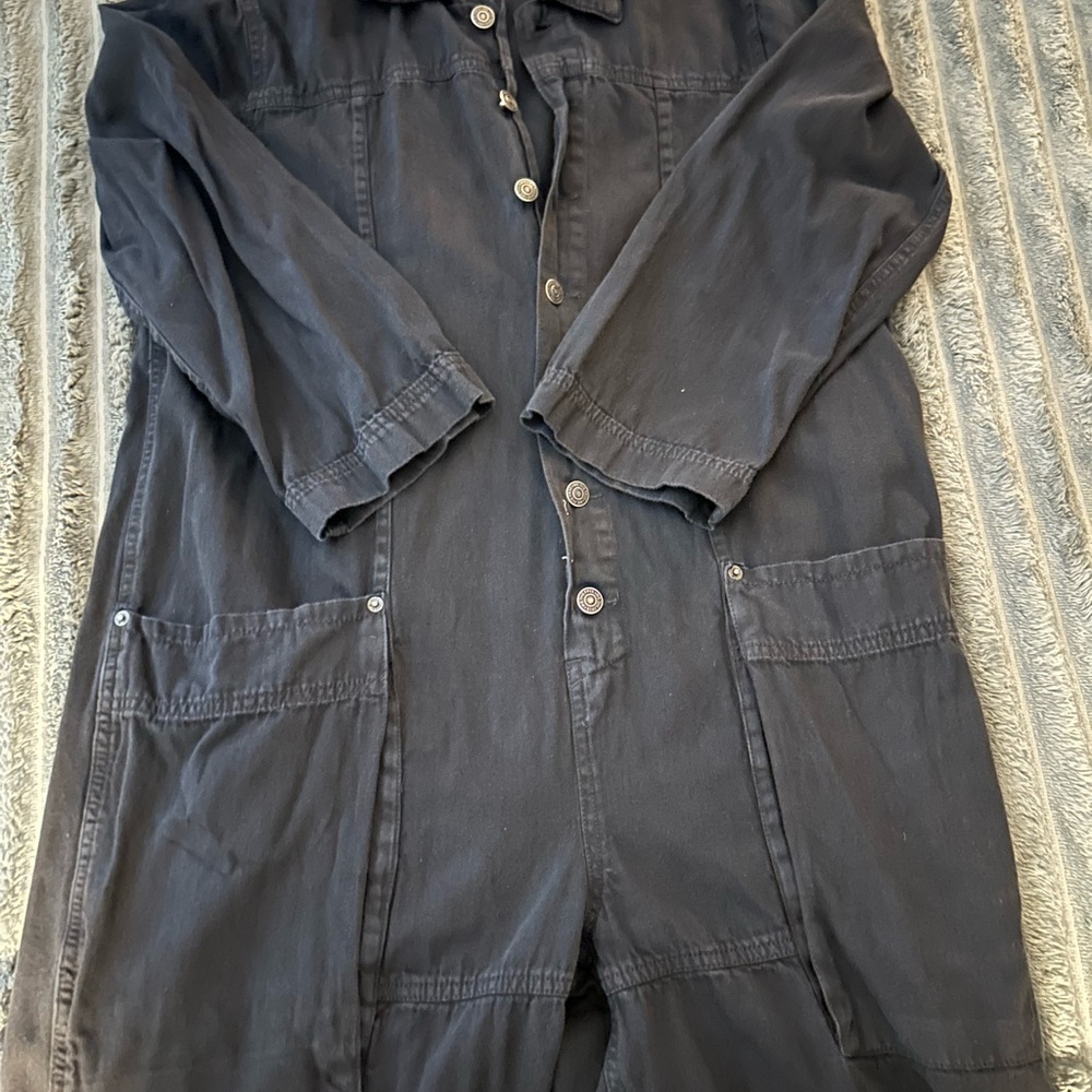We The Free Charcoal Button-Up Jumpsuit